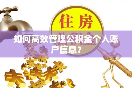 开江如何高效管理公积金个人账户信息？